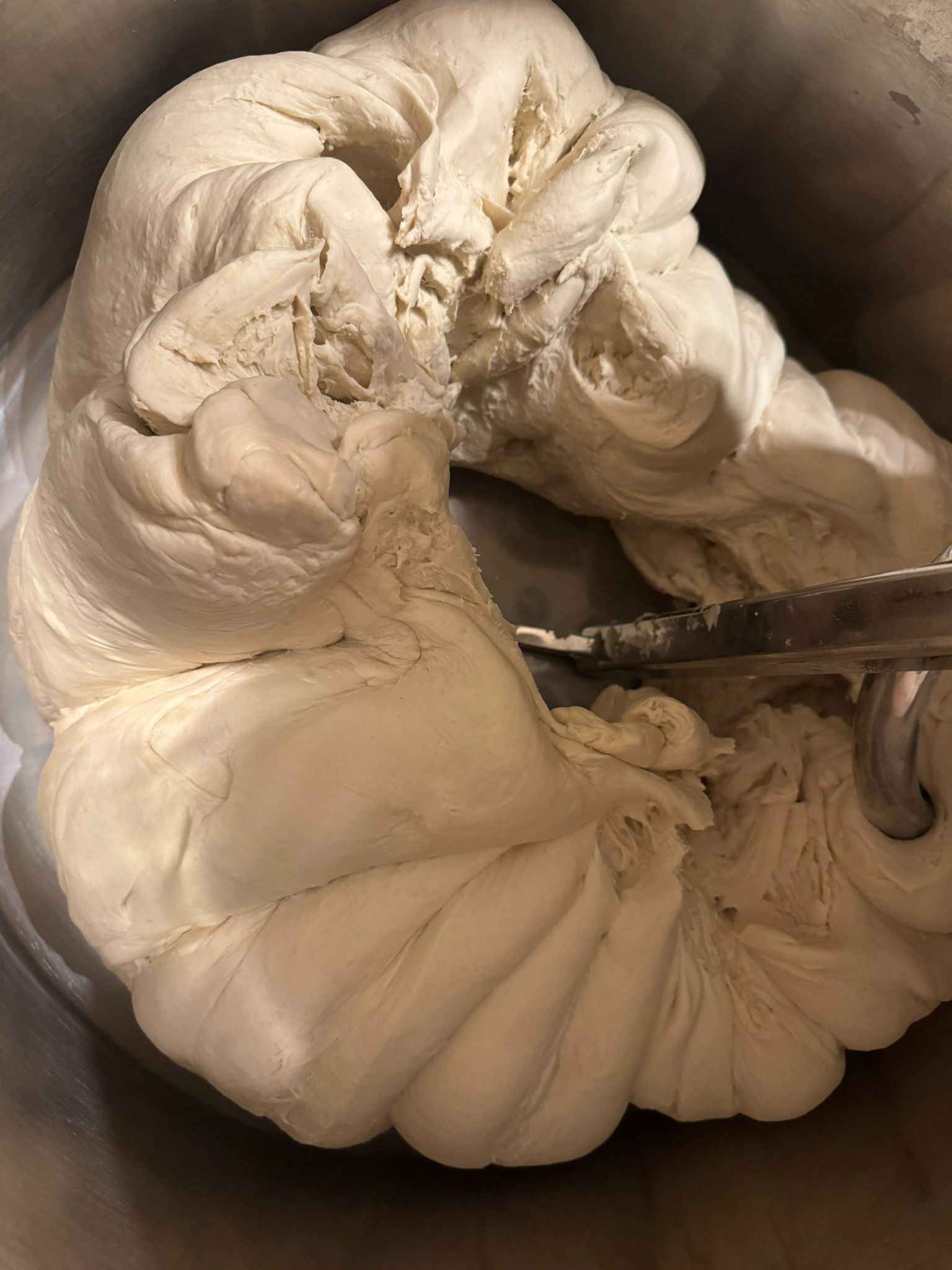 Hand-mixed Neapolitan pizza dough in the pizza trailer