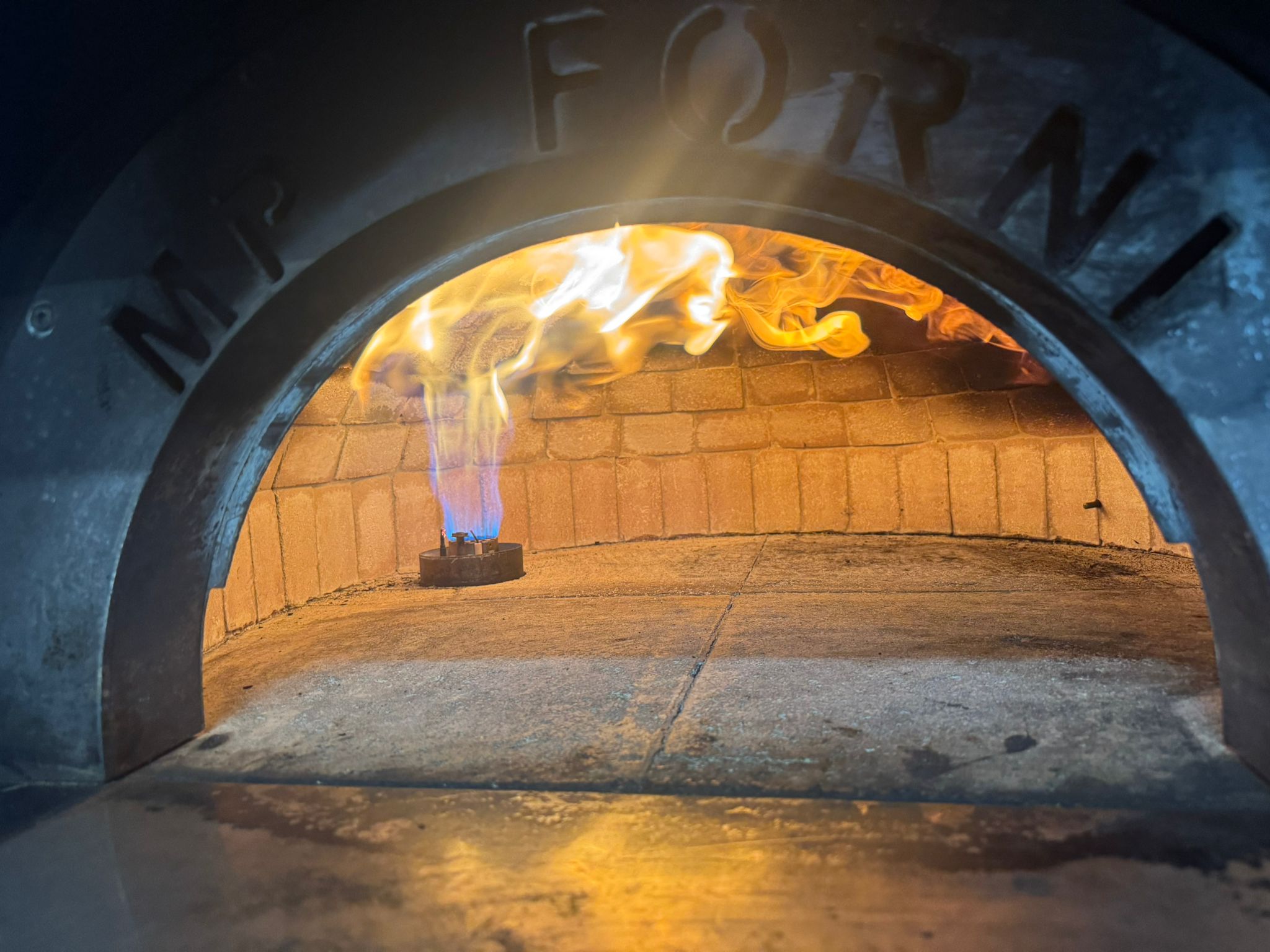 The Mr Forni stone oven at full burn